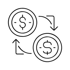 currency exchange icon, currency exchange line art - simple line art of currency exchange, perfect for currency exchange logos and icons