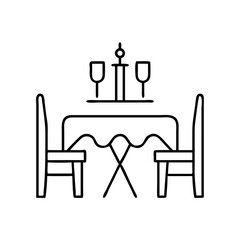dining table icon, dining table line art - simple line art of dining table, perfect for dining table logos and icons
