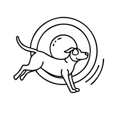 dog frisbee icon, dog frisbee line art - simple line art of dog frisbee, perfect for dog frisbee logos and icons