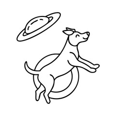 dog frisbee icon, dog frisbee line art - simple line art of dog frisbee, perfect for dog frisbee logos and icons