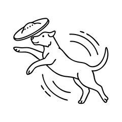 dog frisbee icon, dog frisbee line art - simple line art of dog frisbee, perfect for dog frisbee logos and icons
