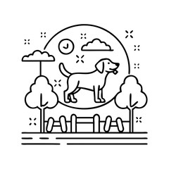 dog park icon, dog park line art - simple line art of dog park, perfect for dog park logos and icons