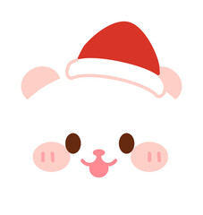 Christmas polar bear head - happy white bear expression