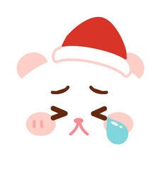 Christmas polar bear head - crying
White bear expression