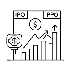 ipo initial public offering icon, ipo initial public offering line art - simple line art of ipo initial public offering, perfect for ipo initial public offering logos and icons