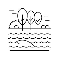 lake icon, lake line art - simple line art of lake, perfect for lake logos and icons