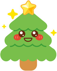 Cute Christmas tree - twinkling eyes expression
