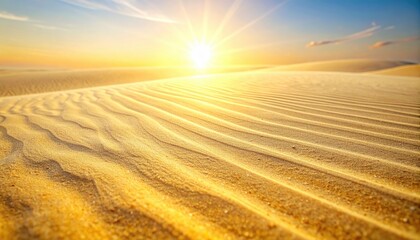Naklejka premium Golden sand dunes at sunrise desert landscape nature photography calm environment wide angle view serenity concept