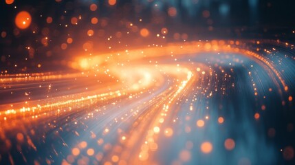 Obraz premium Abstract swirling design with warm orange and cool blue light.