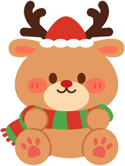 Cute Christmas Reindeer - Sitting and Smiling Reindeer