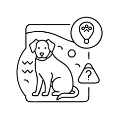 lost pet icon, lost pet line art - simple line art of lost pet, perfect for lost pet logos and icons