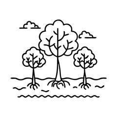 Fototapeta premium mangrove trees icon, mangrove trees line art - simple line art of mangrove trees, perfect for mangrove trees logos and icons