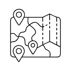 map icon, map line art - simple line art of map, perfect for map logos and icons