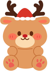 Cute Christmas Reindeer - Sitting and Smiling Reindeer