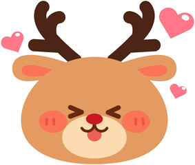 Cute Christmas reindeer head - happy reindeer