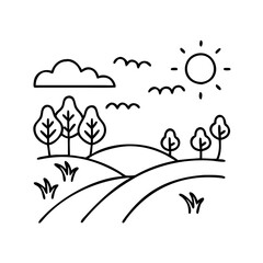 meadow icon, meadow line art - simple line art of meadow, perfect for meadow logos and icons