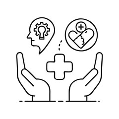 mental health care icon, mental health care line art - simple line art of mental health care, perfect for mental health care logos and icons