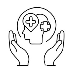 mental health care icon, mental health care line art - simple line art of mental health care, perfect for mental health care logos and icons