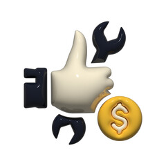 Repair cost icon with wrench and dollar