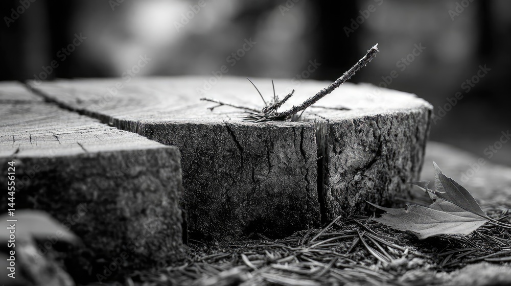 Poster tree stump reflecting deforestation and climate change crisis concept. a close-up of a tree stump, s
