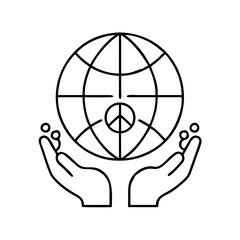 peace icon, peace line art - simple line art of peace, perfect for peace logos and icons