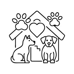 pet adoption icon, pet adoption line art - simple line art of pet adoption, perfect for pet adoption logos and icons