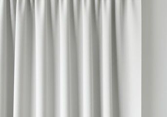 Obraz premium A close up view of a white curtain hanging with soft folds and a smooth wall in the background view