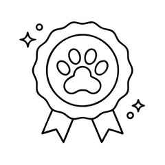 pet paw badge icon, pet paw badge line art - simple line art of pet paw badge, perfect for pet paw badge logos and icons
