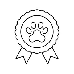 pet paw badge icon, pet paw badge line art - simple line art of pet paw badge, perfect for pet paw badge logos and icons