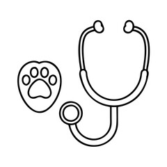 pet stethoscope icon, pet stethoscope line art - simple line art of pet stethoscope, perfect for pet stethoscope logos and icons