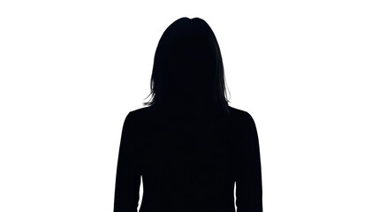 Silhouette of woman facing forward, cut out transparent
