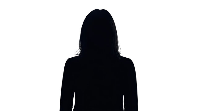 Silhouette of woman facing forward, cut out transparent