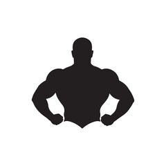 Naklejka premium Black Body builder silhouette vector illustration on white background 