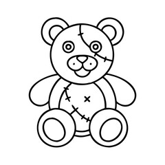 plush toy icon, plush toy line art - simple line art of plush toy, perfect for plush toy logos and icons