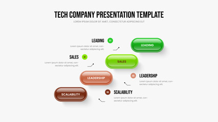 Project Profile 4 Step Diagram Frame Template. Sales Plan Slide Layout Vector Illustration. Service Growth Four Option Infographic Slideshow Design.