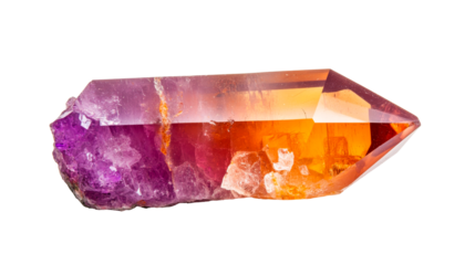Ametrine quartz isolated object, cut out transparent