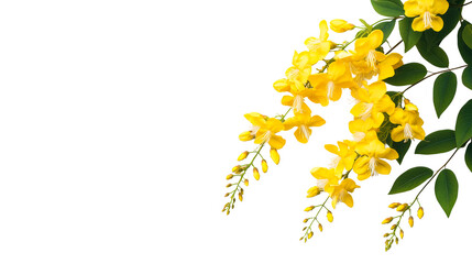 Obraz premium Blooming yellow Laburnum branch, cut out transparent
