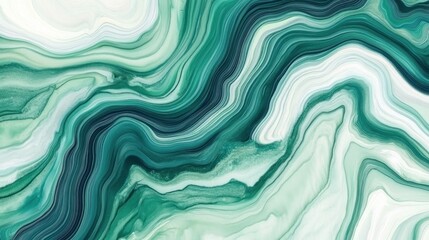 Obraz premium Abstract swirling pattern of teal and white marbled design.