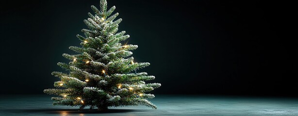 Pastel background artistic realistic Christmas tree mockup with dramatic spotlighting in a dark pastel background scene