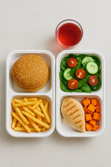 Healthy Eating vs Junk Food Tray