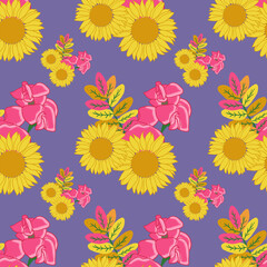 Beautiful seamless floral pattern. Stock illustration. Natural artwork.