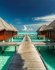 Fototapeta premium Maldives islands, luxury travel resort, Indian Ocean