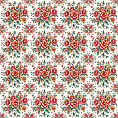 Fototapeta premium Elegant seamless pattern featuring delicate floral elements arranged in a harmonious, repeating design. 