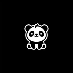 Cartoon panda logo in playful line art design.