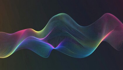 Abstract design with colorful, flowing lines on a dark background.