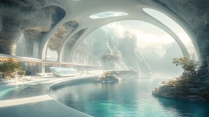 Futuristic Lakeside Oasis