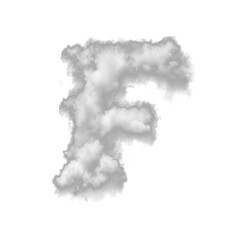 Cumulus Cloud Letter F Overlay - Dreamy Text Effect for Ethereal Designs. Perfect for Whimsical, Creative and Fantasy Projects. Compatible with Most Editing Software.  