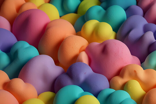 Abstract Background Texture with Pastel Rainbow Foam Shapes

