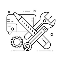 professional tools icon, professional tools line art - simple line art of professional tools, perfect for professional tools logos and icons
