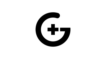 letter G in medical shape, black isolated silhouette